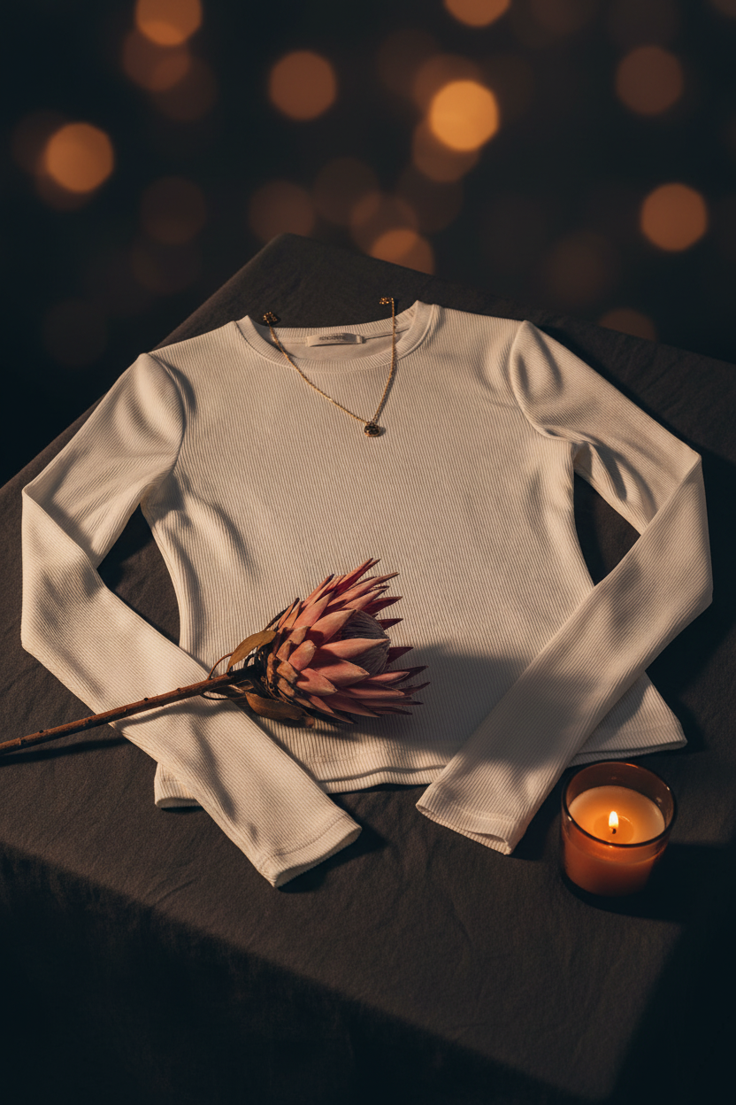 Premium Long Sleeve Tops by Lumière Beauty – Luxury Editorial Shot