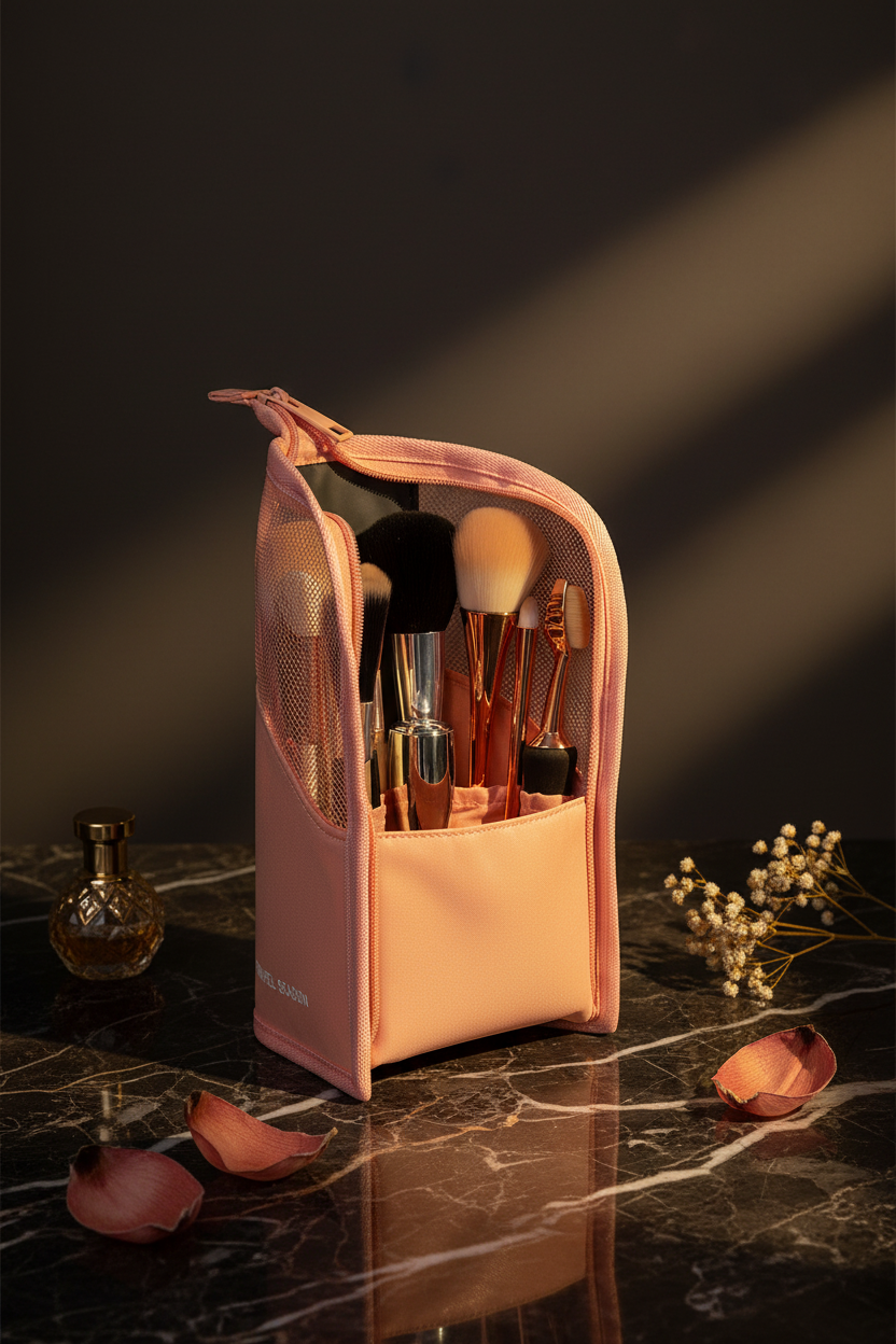 Waterproof Foldable Makeup Brush Case with Zipper